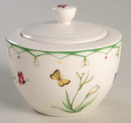 Colorful Spring Sugar Bowl & Lid
