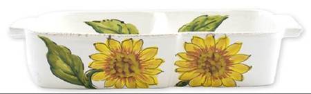 Lastra-Sunflower 10" Oval Divided Vegetable Bowl