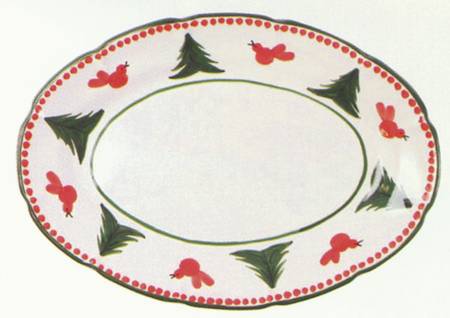 Uccello Rosso 16" Oval Serving Platter