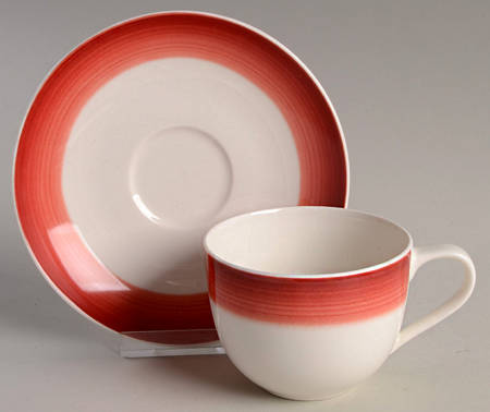 Colorful Life Deep Red Flat Cup & Saucer Set