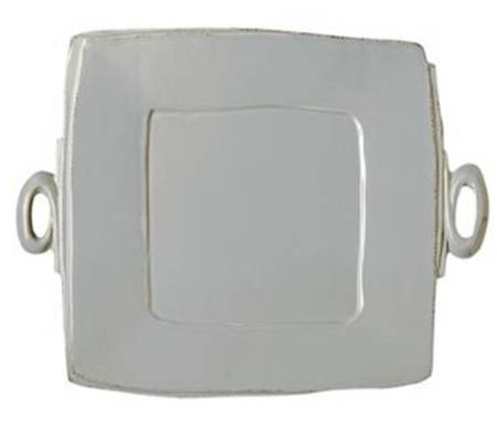 Lastra Light Gray 13" Square Handled Platter
