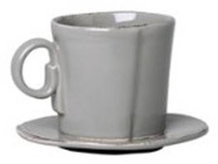 Lastra Light Gray Espresso Cup and Saucer Set