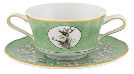 Casa de Alba Footed Cream Soup Bowl & Saucer Set