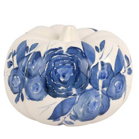 Blue Camellia Pumpkin Figurine