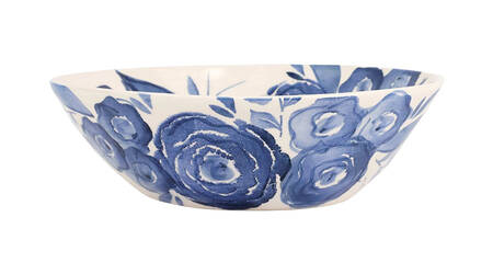 Blue Camellia 11" Shallow Round Bowl