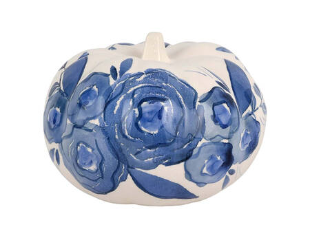 Blue Camellia Pumpkin Figurine