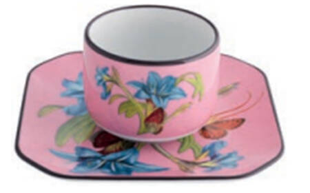Fete Vos Jeux Flat No Handle Demitasse Cup and Saucer Set