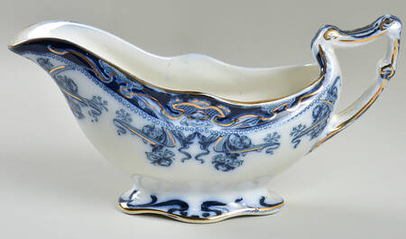 Iris Blue (Flow Blue) Gravy Boat