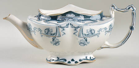 Iris Blue Green (Gold Accents) Teapot No Lid