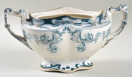 Iris Blue Green (Gold Accents) Sugar Bowl No Lid