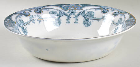 Iris Blue Green (Gold Accents) 10" Round Vegetable Bowl