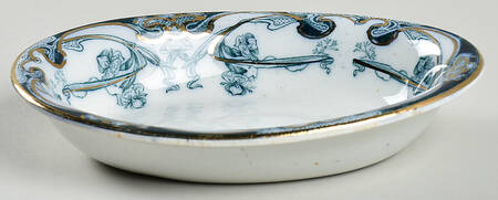 Iris Blue Green (Gold Accents) 5" Oval Nut Dish
