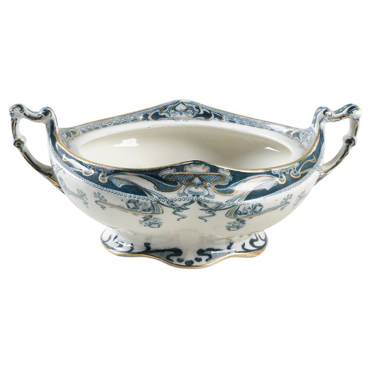 Iris Blue Green (Gold Accents) Round Vegetable No Lid