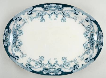 Iris Blue Green (Gold Accents) 17" Oval Serving Platter