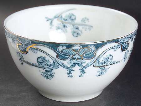 Iris Blue Green (Gold Accents) Cranberry Bowl