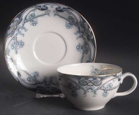 Iris Blue Green (Gold Accents) Oversized Cup & Saucer Set