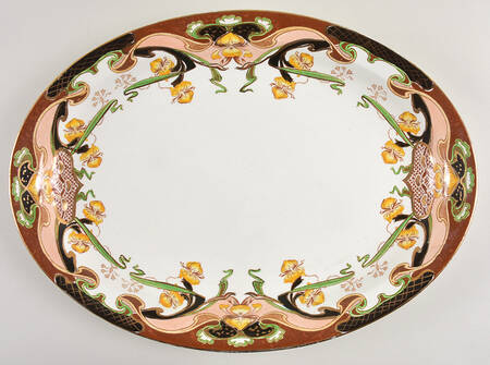 Iris Tan Multicolor 16" Oval Serving Platter
