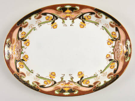 Iris Tan Multicolor 13" Oval Serving Platter