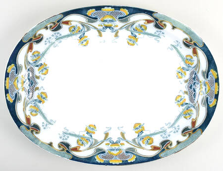 Iris Bluegreen Multicolor 18" Oval Serving Platter