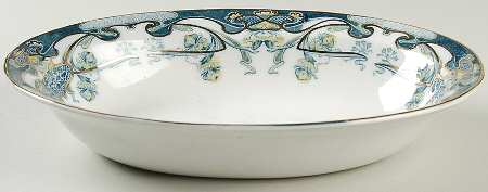 Iris Bluegreen Multicolor 10" Oval Vegetable Bowl