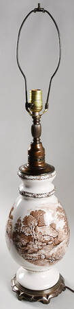Rural Scenes Brown (Round) 31" Electric Lamp No Shade