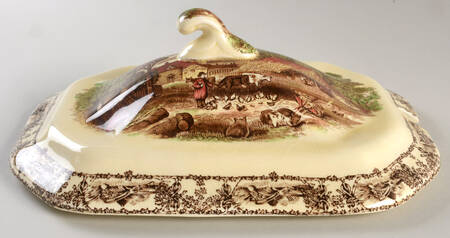 Rural Scenes Brown Multicolor Lid for Tureen