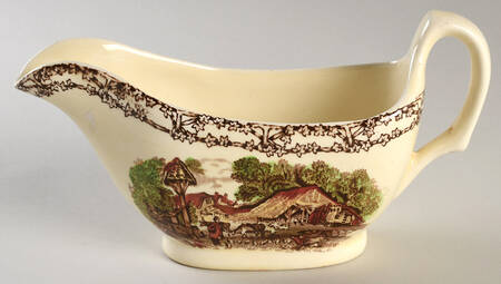 Rural Scenes Brown Multicolor Gravy Boat