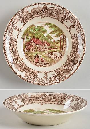Rural Scenes Brown Multicolor Fruit/Dessert (Sauce) Bowl