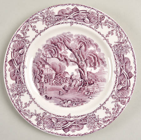 Rural Scenes Purple (Round) Salad Plate
