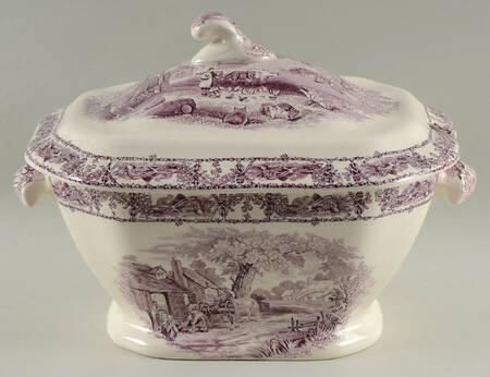Rural Scenes Purple (Round) Tureen &  Lid
