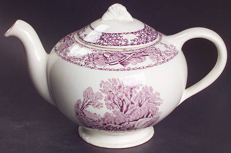 Rural Scenes Purple (Round) Teapot & Lid
