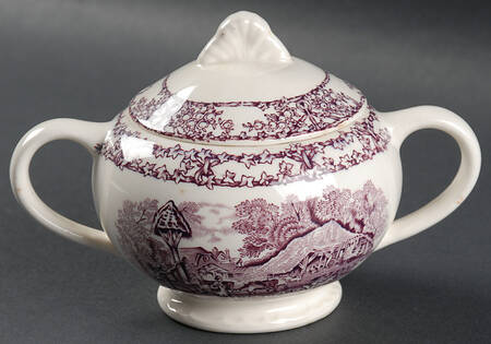 Rural Scenes Purple (Round) Sugar Bowl & Lid