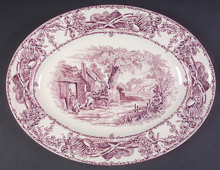 Rural Scenes Purple (Round) 12" Oval Serving Platter