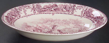 Rural Scenes Purple (Round) 10" Oval Vegetable Bowl