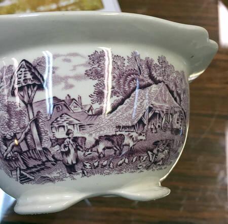 Rural Scenes Purple (Round) Sugar Bowl & Lid