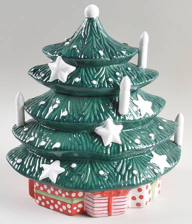 Christmas Tree Tree Shape Cookie Jar & Lid
