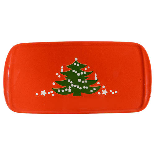 Christmas Tree Rectangular Serving Pastry Plate