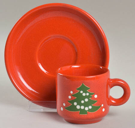 Christmas Tree Flat Demitasse Cup & Saucer Set