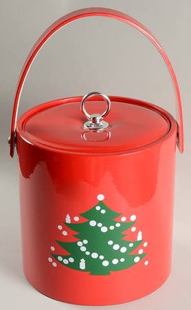 Christmas Tree Plastic Ice Bucket & Lid