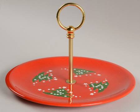 Christmas Tree Round Serving Plate with Handle (DP)