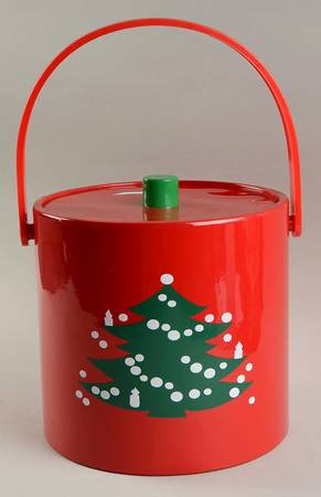 Christmas Tree Plastic Ice Bucket & Lid