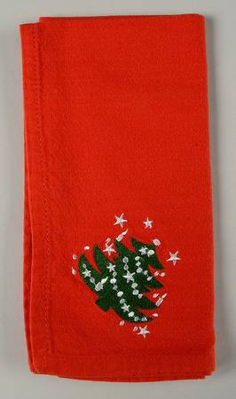 Christmas Tree Embroidered Cloth Napkin