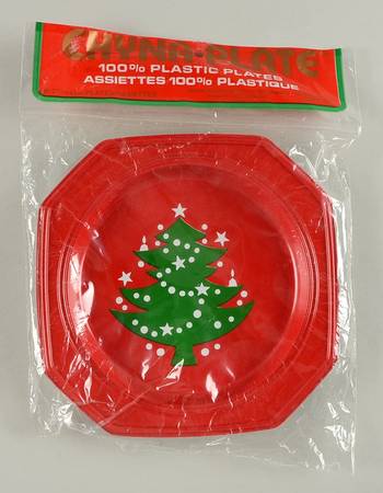 Christmas Tree Plastic Dessert/Pie/Cake Plate - Set of 8