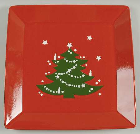 Christmas Tree 14" Square Platter
