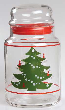 Christmas Tree Glassware Candy Jar & Lid