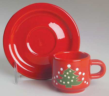Christmas Tree Flat Demitasse Cup & Saucer Set