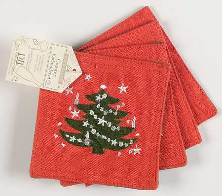 Christmas Tree Cloth Coaster - Set of 4