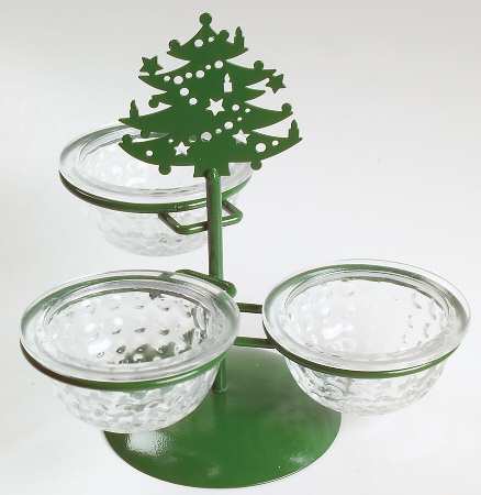 Christmas Tree 4-Piece Condiment Set (3-Piece and Stand)