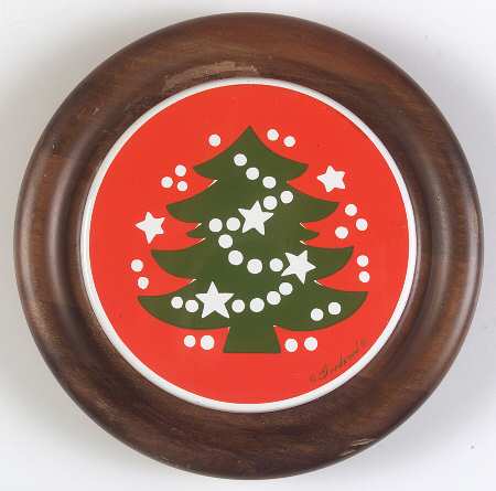 Christmas Tree Wood Cheese Board with Ceramic Tile