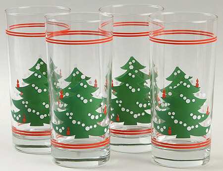 Christmas Tree 16 Oz Glassware Cooler - Set of 4